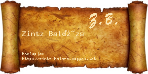 Zintz Balázs névjegykártya
